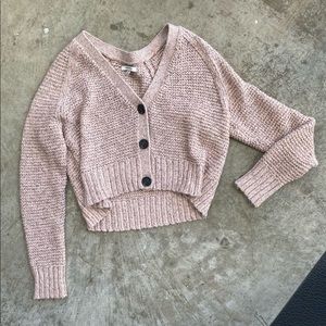 American Eagle Crop Blush Rose Knit Sweater XS